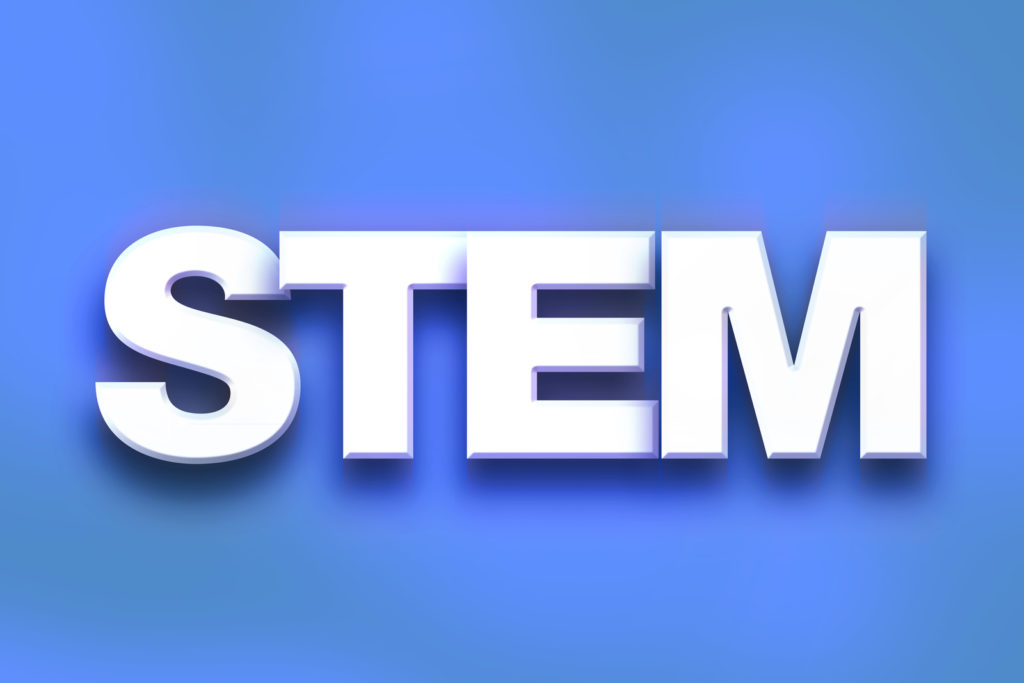 The image shows the word STEM in block capitals to answer the question how stem education improves student learning?